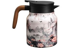 Vintage Floral Pattern Tea, 1000ML Floral Tea Kettle with Built-in Infuser, Insulated Teapot, Thermal Coffee Pot, Large Teapo