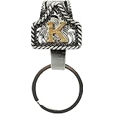 XZYLY Vintage Western Cowboy Letter Keychain,Handmade Metal A-Z Initial Key Chain Clip,Personality key holder for Pocket&Bag