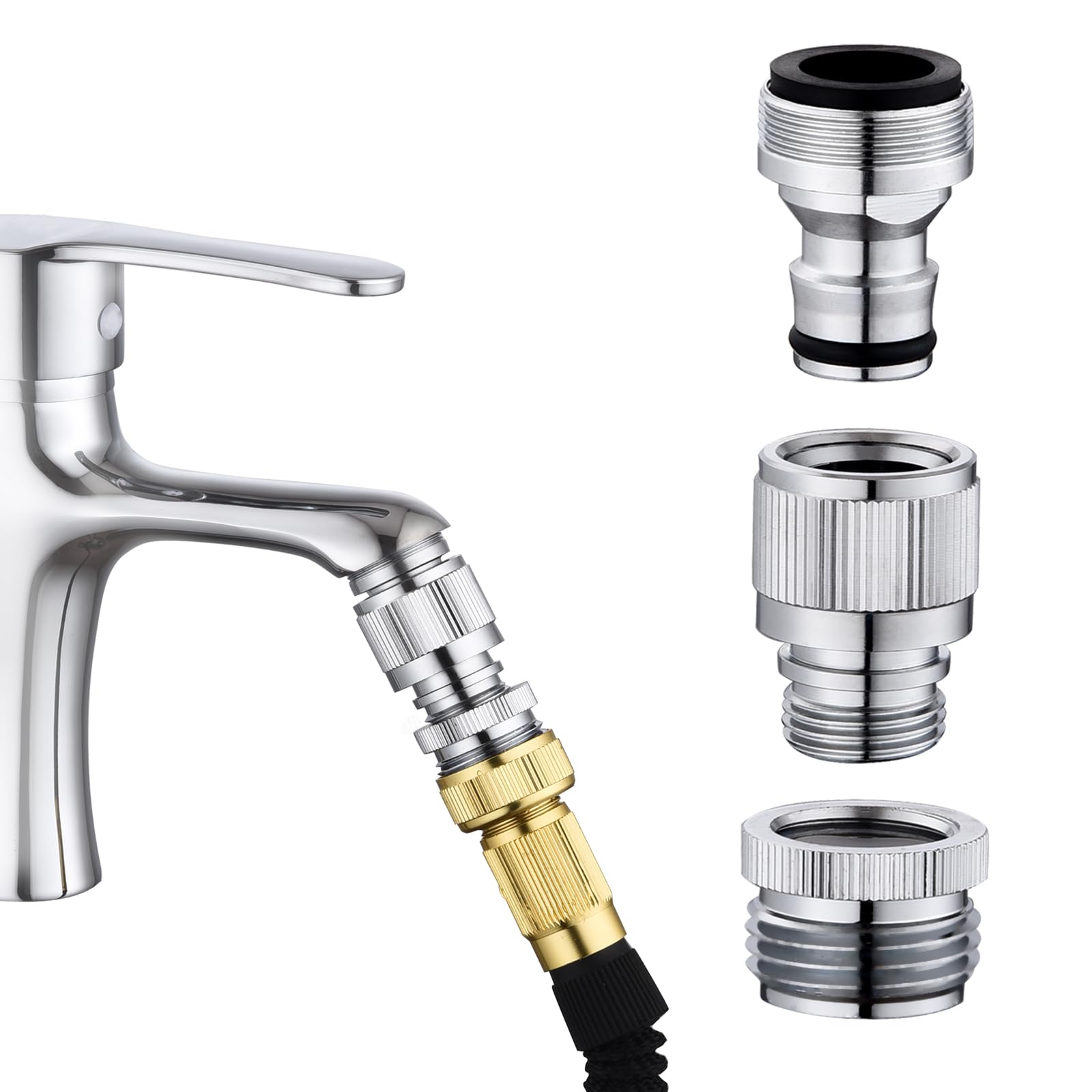 Photo 1 of Ceaeso Kitchen Sink Faucet Quick Connector, Sink Faucet to Garden Hose Adapter, Dishwasher/Washer Snap Coupling Adapter, Faucet to Hose Adapter for Kitchen/Bathroom/Shower Hose