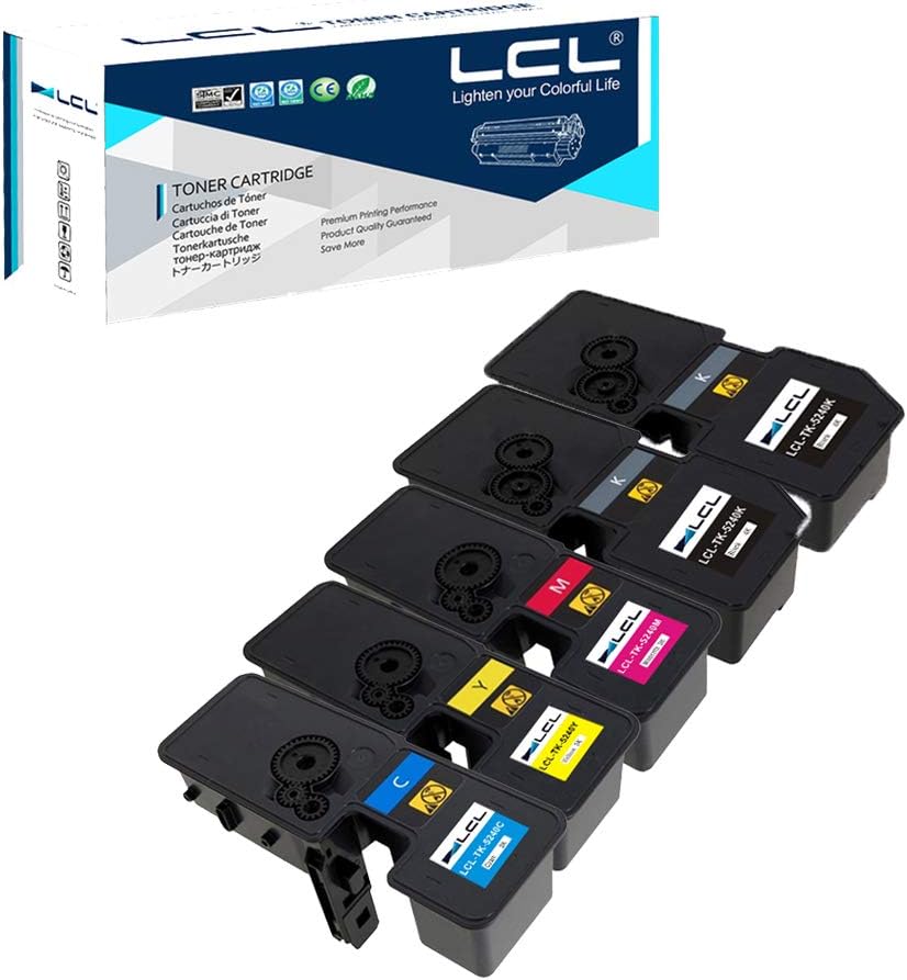 LCL TK-5240 TK5240 Toner Cartridge Replacement for Kyocera TK-5240 TK-5240K TK-5240C TK-5240M TK-5240Y Replacement for Kyocera ECOSYS M5526 M5526cdw M5526cdn P5026 P5026cdn P5026cdw (5 Pack 2KCMY)
