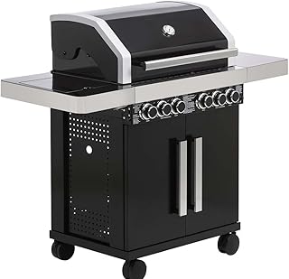 Dehner Gasgrill Lancaster 400, ca. 138 x 118 x 60 cm, Grillfläche ca. 70 x 45 cm, Edelstahl, schwarz