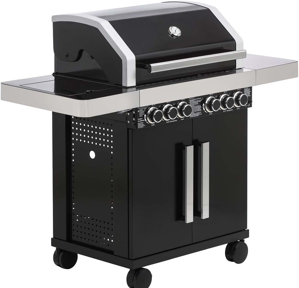 Dehner Gasgrill Lancaster 400, ca. 138 x 118 x 60 cm, Grillfläche ca. 70 x 45 cm, Edelstahl, schwarz