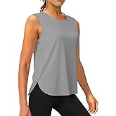 AURUZA Ice Silk Workout Tank Tops Women, Sleeveless Athletic Long Tank Tops Woman Cooling Running Yoga Tennis Shirt Loose Fit