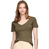 Tommy Hilfiger Women Short Sleeve V-Neck Solid Cotton Tee