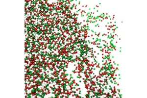 SPRINKLE ME THIS Christmas Blend Nonpareils - 12 Oz Resealable Candy Bag - Mini Red, White, and Green Nonpareils - Christmas Themed Sprinkle Topping for Baking and Ice Cream
