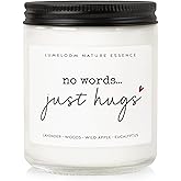 LUMELOOM Sympathy Gifts for Loss of Loved One, Memorial Gifts - 9oz Lavender Scented Soy Wax Candle - No Words Just Hugs, Bereavement, Grief, Think of You, Miscarriage, Get Well Candle for Women