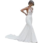 Mermaid Wedding Dresses for Bride 2026 Lace Appliques Boho Beach Satin Bridal Gown with Train for Women