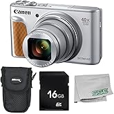 Canon PowerShot SX740 HS Digital Camera 4PC Bundle - Includes 16GB SD Memory Card + Point & Shoot Case + Microfiber Cleaning Cloth (Silver)