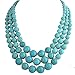 Jane Stone Turquoise Blue Bubble Necklace 3-Layer Illusion Necklace Wedding Bridal Jewelry (Fn0659-Turquoise Blue*)