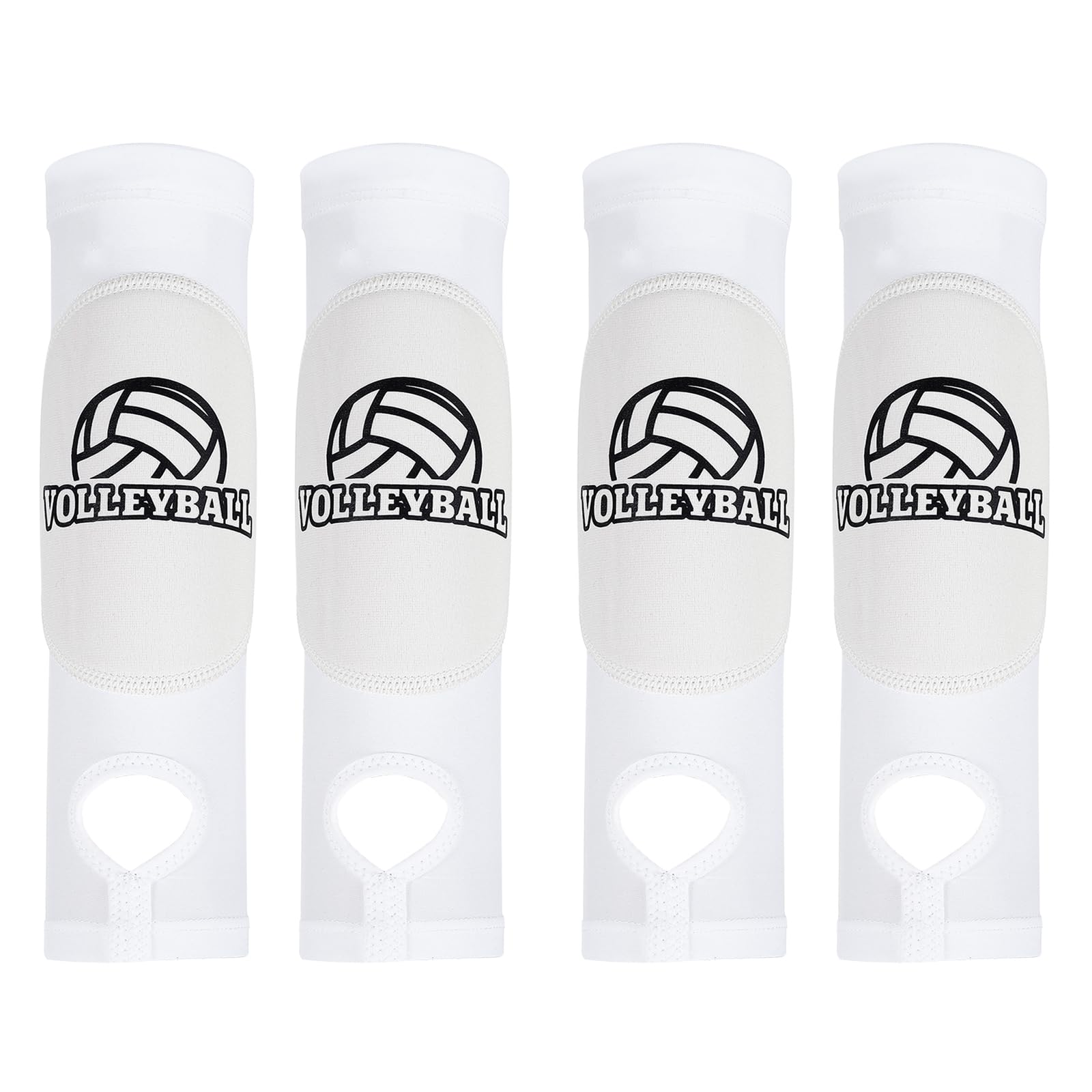 PATIKIL Volleyball Arm Sleeves, 2 Pair Passing Forearm Sleeve with Protection Pads Thumbhole Volleyball Arm Pads for Youth Teenagers Men Women, White