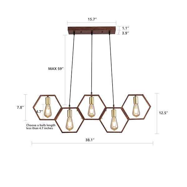 FANG YAN MEI FARMHOUSE KITCHEN ISLAND LIGHT FIXTURES,5-LIGHT DINING ROOM LIGHT FIXTURES OVER TABLE, INDUSTRIAL PENDANT LIGHTS LINEAR CHANDELIERS FOR DINING ROOM KITCHEN ISLAND