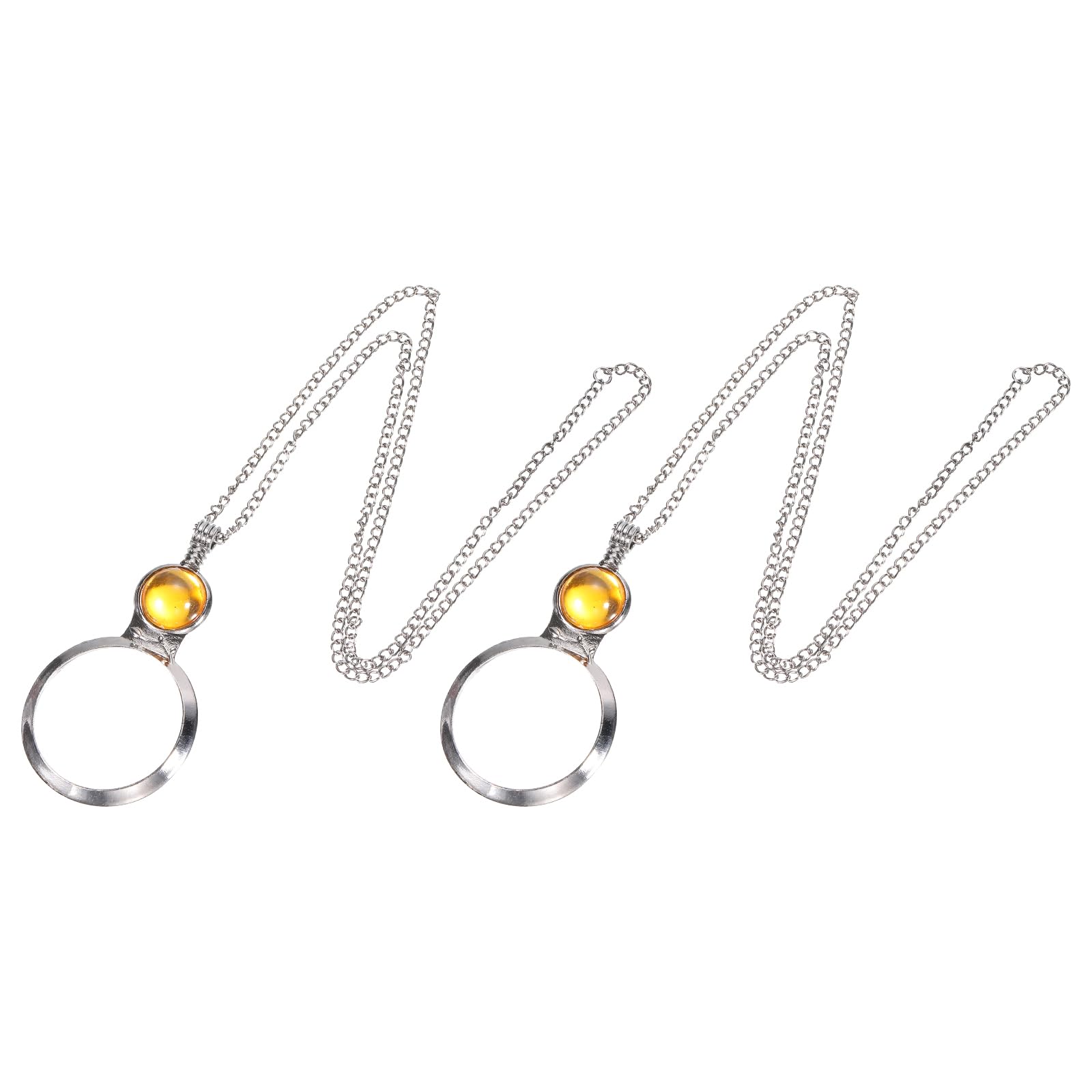 PATIKIL 3X Magnifying Glass Necklace, 2pcs Magnifying Glass Pendant 4.5cm Diameter Glass Lens 80cm Long Chain for Women Reading Gift Crafts Jewelry Needlework, Orange