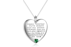 YFN Sterling Silver Always Remember You are Braver Than You Believe Jewelry Pendant Necklace Inspirational Gifts