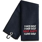 WUUCKOO I Hate Golf Nice Shot I Love Golf Embroidered Golf Towel - Funny Gift for Golfer