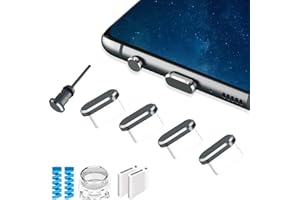 VIWIEU USB C Anti Dust Plug C Port Cover Caps 4 PCS Compatible with Samsung Galaxy S24/S23/S22/S21/S20 Ultra/Plus/A53/Note 20 Pixel Waterproof Dust Protector Phone Charms for Wireless Charging (Grey)