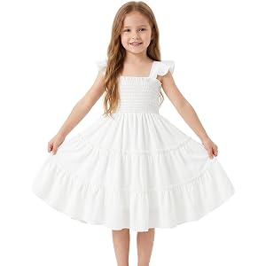 JingleBaBa Toddler Girl Summer Dress Girls Boho Outfit Smocked Ruffle Dress Tiered A-Line Beach Sundress for Girls 18M-6T