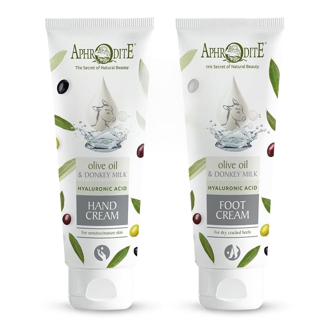 Aphrodite Body Care Youth Elixir Bundle. 2 Piece Moisturizing Set for Hands and Feet. Includes The Elixir Hand Cream (100 ml) and The Youth Elixir Foot Cream for Dry/Cracked Heels (100 ml)