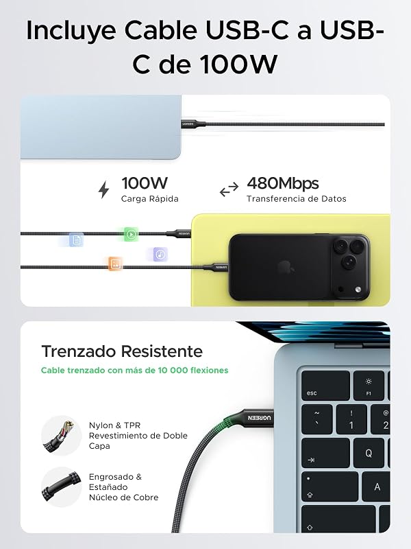 Nexode Air 65W Cargador USB C Rápida con Cable USB C (Gray)
