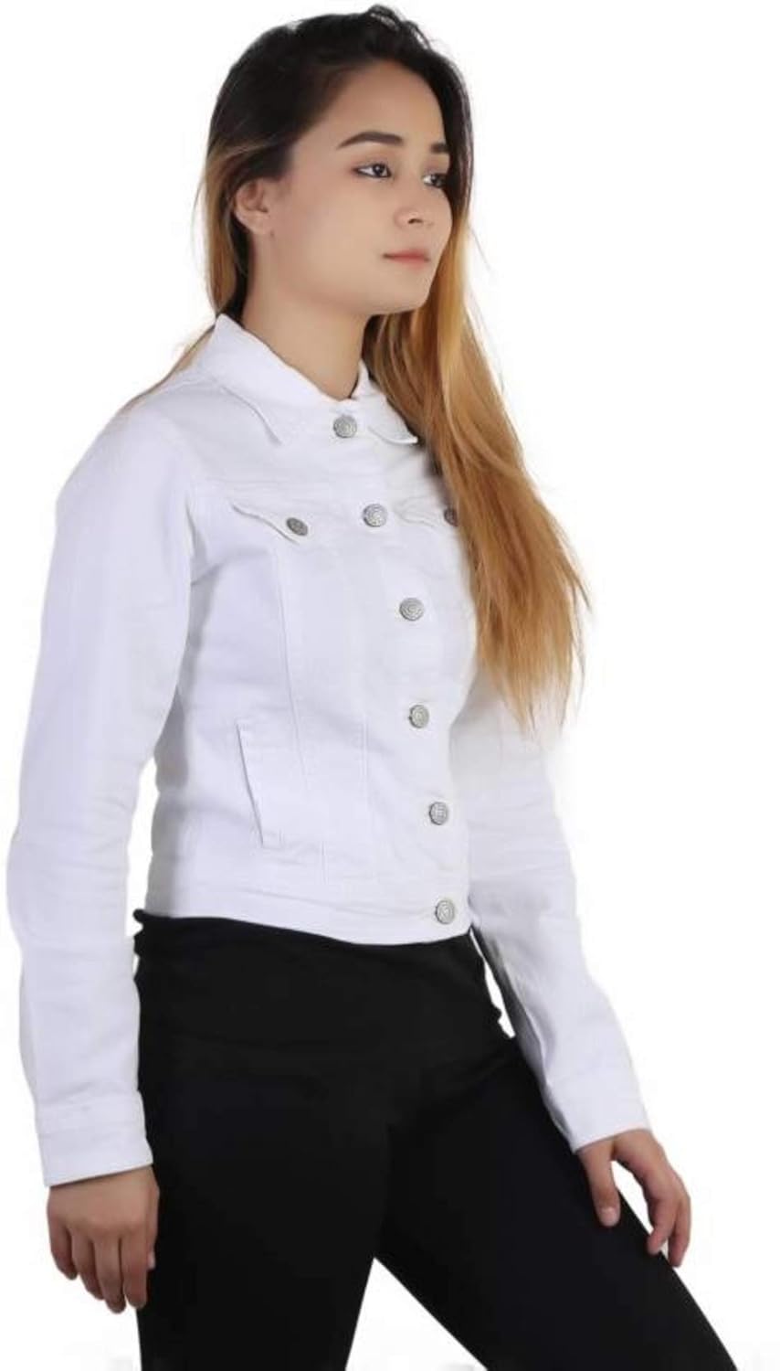 syolo full sleeves solid white women denim jacket
