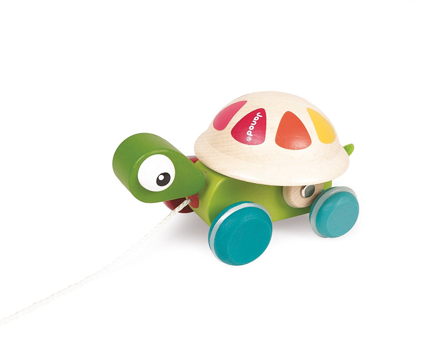 Janod - Wooden Walking Turtle - Rotating Shell + 50 cm String - Pull-Along Toy - Early Learning and First Age Toys - Motor Skills and Imagination Development - Ages 12 months and up