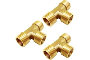 Joywayus Brass Pipe Fittings 1/2"NPS Male Forged Tee Pipe Tube Fitting(pack of 3)