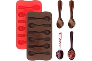 4 Packs Spoon Shape Molds,YuCool Silicone Chocolate Candy Mold for DIY/Party/Holiday Decor-Red and Brown