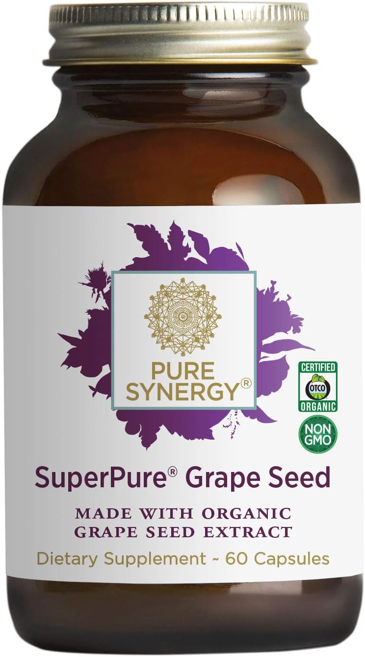 Pure Synergy SuperPure Grape Seed Extract (60 Capsules) w/ Proanthocyanidins for Antioxidant Support: Health & Personal Care