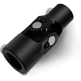 Ovabeyna 3/4" -20 Spline x 1" DD Black Steering Universal Joint Single U Joint Shaft,Total Length: 96mm (3-3/4")