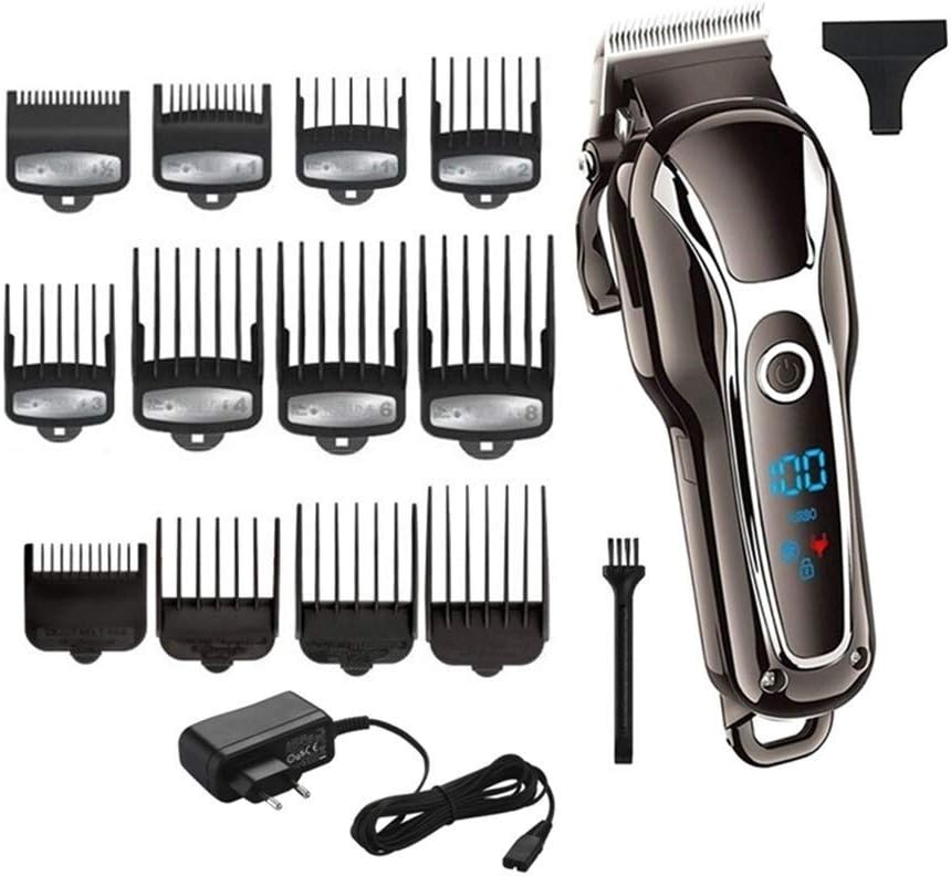 Hair clippers Barber Hair Clipper Professional Men Hair Trimmer LCD Electric Hair Cutting Machine Salon Tool Haircut Cord&cordless (color : 12pcs guide comb)
