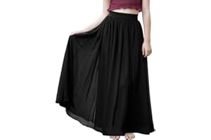 NOOMELFISH Noomlfish Kids Chiffon Pleated Long Skirts Boho Maxi Party Flower Girl Dress (5-12 Years)