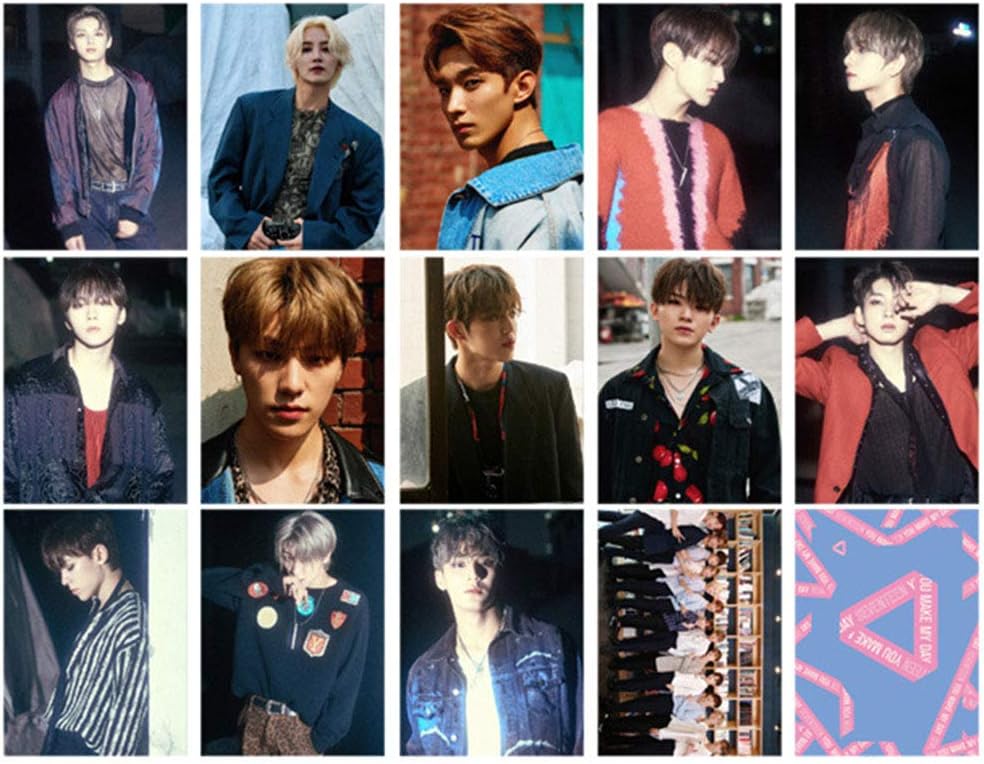 gerFogoo Fashion Kpop Seventeen Members Photo Postcard Lomo Cards Set Gift for Fans (Seventeen)(H04-95.4cm/14pcs/set)