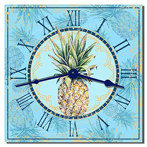 Pineapple wall Decor Hardboard Kitchen Clock - Blue Fruit Decor