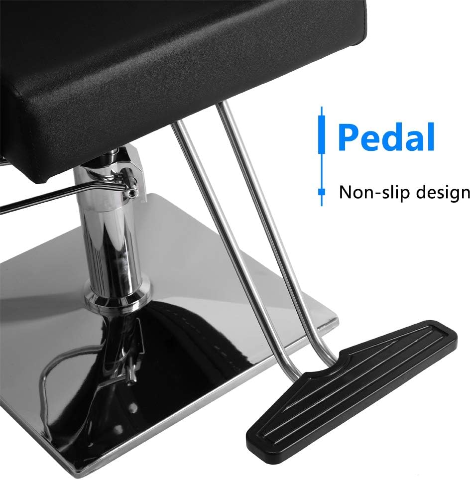 SUNCOO Hydraulic Barber Chair Hair Styling 360 Degree Swivel Durable Square Chassis Wood Handrails Solid Pedal Salon Beauty Classic Black: Kitchen & Dining
