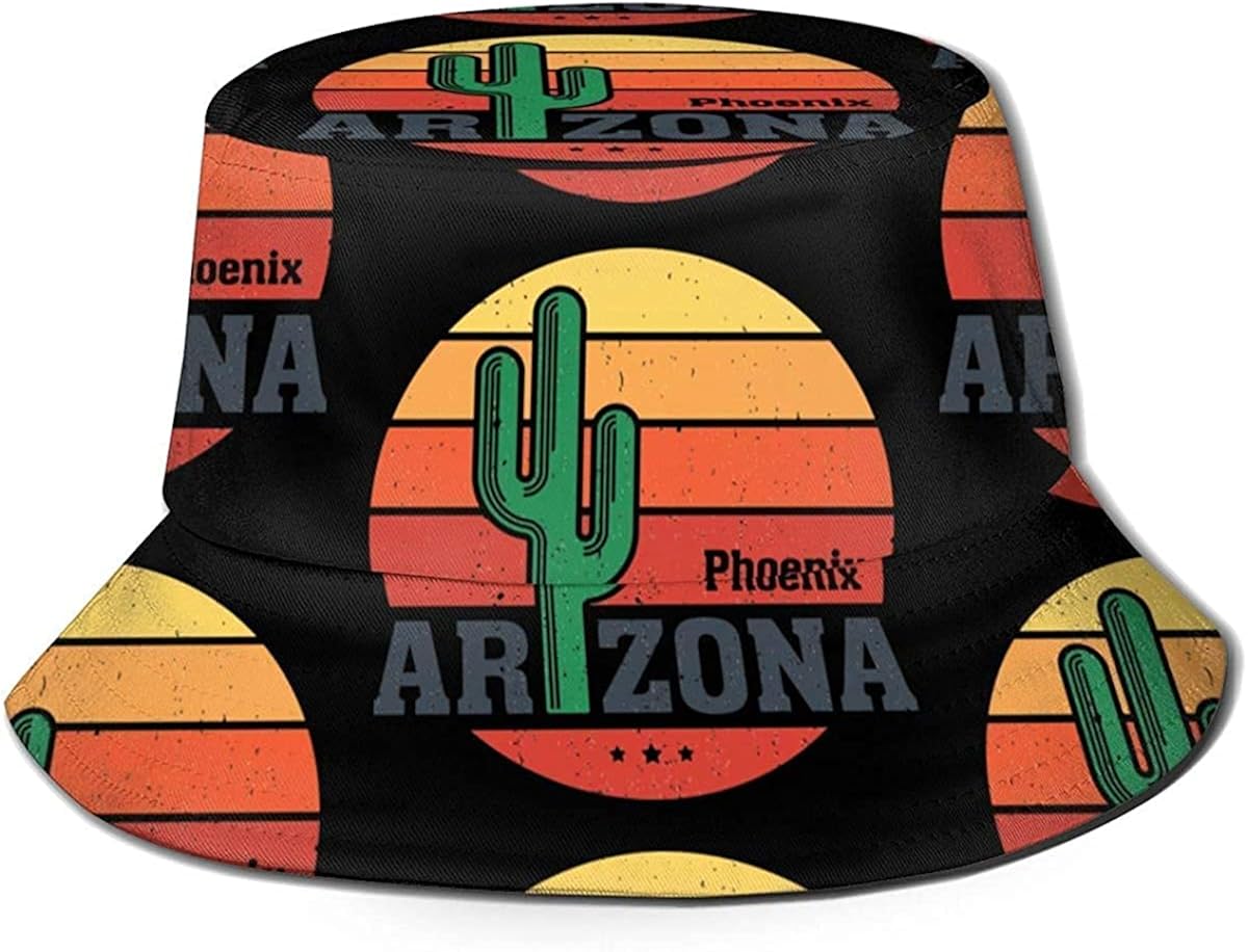 Forever Long Arizona Saguaro Cactus Bucket Hat, Unisex Sun Hat Printed