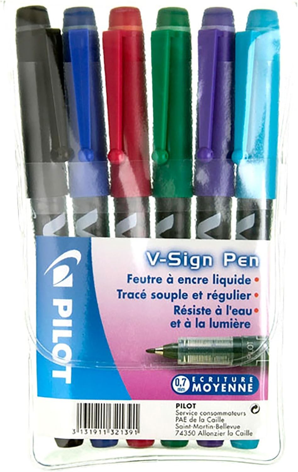 Pilot V-Sign Felt-tip Pen Medium Point Assorted Colours
