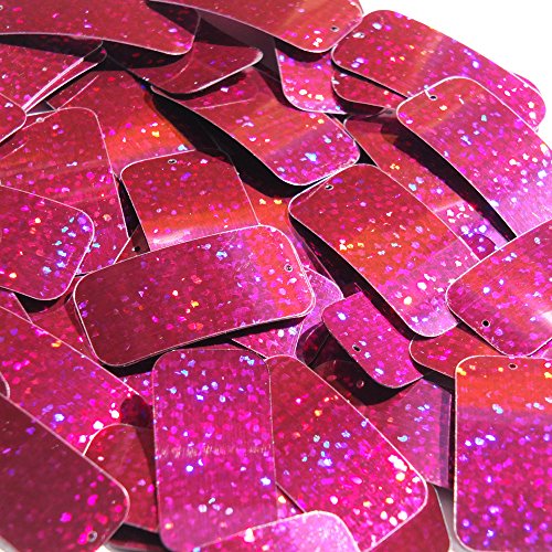 Pink Fuchsia Glitter Sparkle Sequin Long Rectangle 1.5 inch Couture Loose Paillettes. Made in USA.