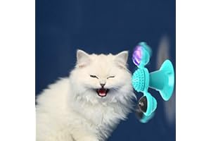 GBSYU Interactive Windmill Cat Toys with Catnip : Cat Toys for Indoor Cats Funny Kitten Toys with LED Light Ball Suction Cup‖Cat Nip Toy for Cat chew Exercise (Blue)