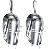 2-Pack 85oz Aluminum Ice Scoop with Holder - Heavy Duty Aluminum Alloy - Large Commercial Grade Ice Scoop for Home Bar, Kitchen, Restaurant