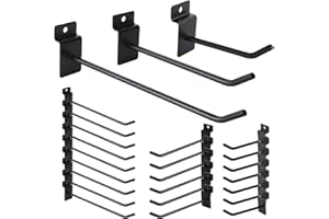EATHEATY 48PCS Black Slatwall Hooks (16 Each 4/6/8 Inch), Slat Wall Panel Hook 1/4" Heavy Duty Commercial Metal Hooks, Gridwall Hooks & Hangers Slatwall Accessories for Display Comercial Retail Exhibition