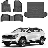 Powerty Floor Mats & Cargo Liner for 2023-2025 Kia Sportage (Not for Hybrid) Accessories Floor Mats 2 Row Liner Set All Weather TPE 3D Floor Liners&Rear Cargo Mat