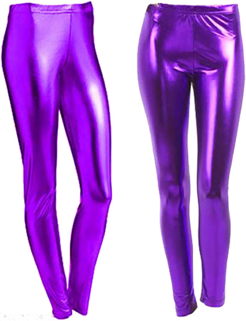 HAAS TRADING® Womens Ladies Wet Look Metallic Leggings Shiny Foil Plus Size Legging