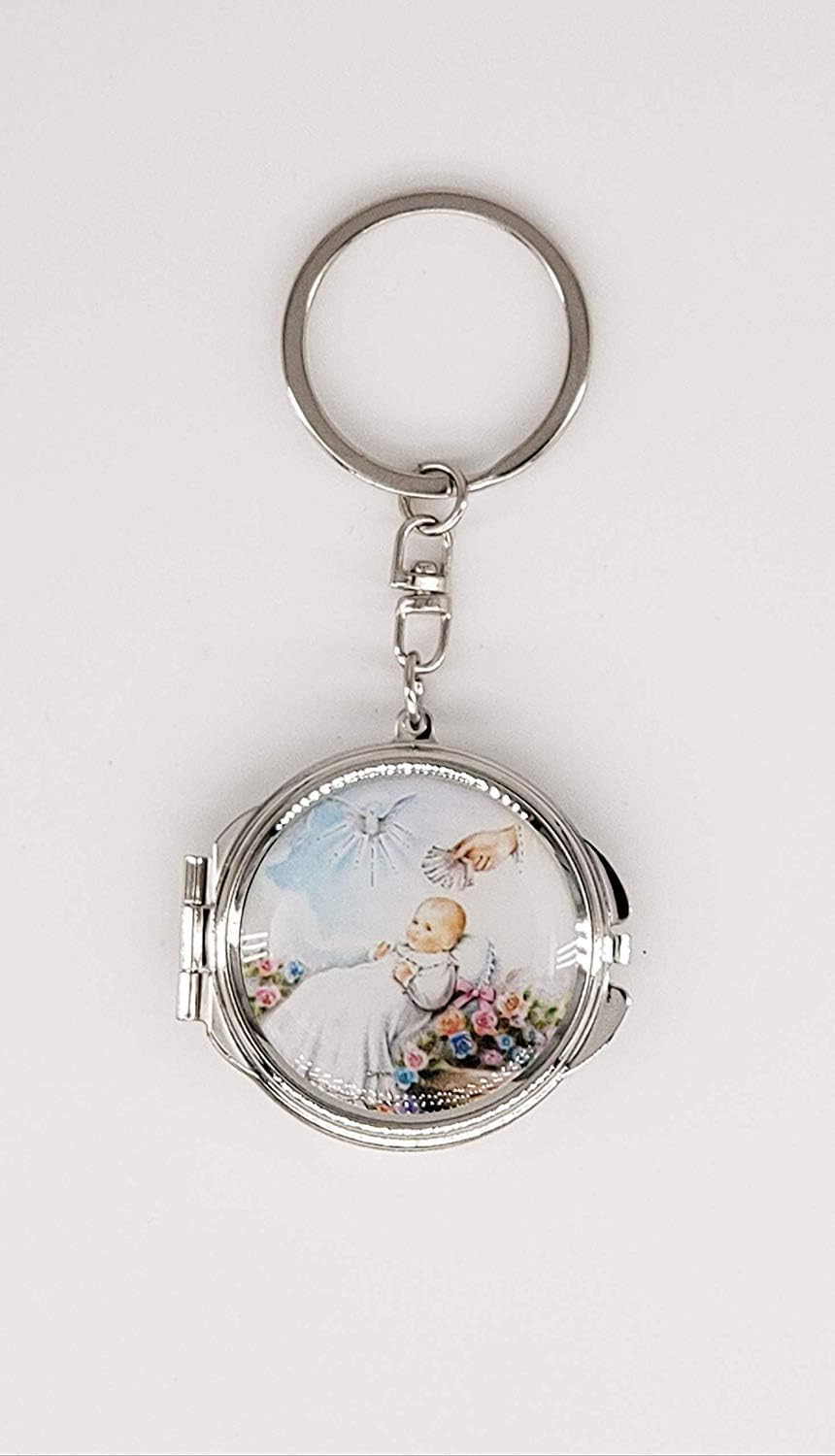 12 Pcs New Baptism Compact Mirror Keychain Favor -Bautizo Recuerdos/Baptism 1 Baby Design Makeup Compact/First Communion