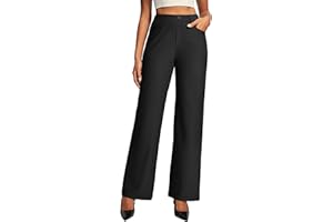 Ewedoos Women Wide Leg Stretchy Dress Pants High Waisted Work Pants Pull on Business Casual Outfits Slacks Office Trousers