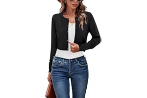 Newshows Cropped Cardigan Sweaters for Women 2025 Crew Neck Button Down Open Front Knit Bolero Shrugs