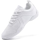 White Cheer Shoes for Girls Womens Cheer Shoes Youth Girls Cheerleading Shoes Competition Gear Dance Tennis Sports Training Athletic Comfortable Flats Breathable Soft Kids Cheer Sneakers