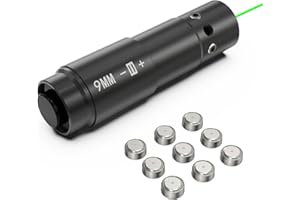 Feyachi Switch Bore Sight 9mm Green-Dot Laser Zeroing Bore Sighter Pistol Laser Boresighter with 3 Sets of Batteries(Gray