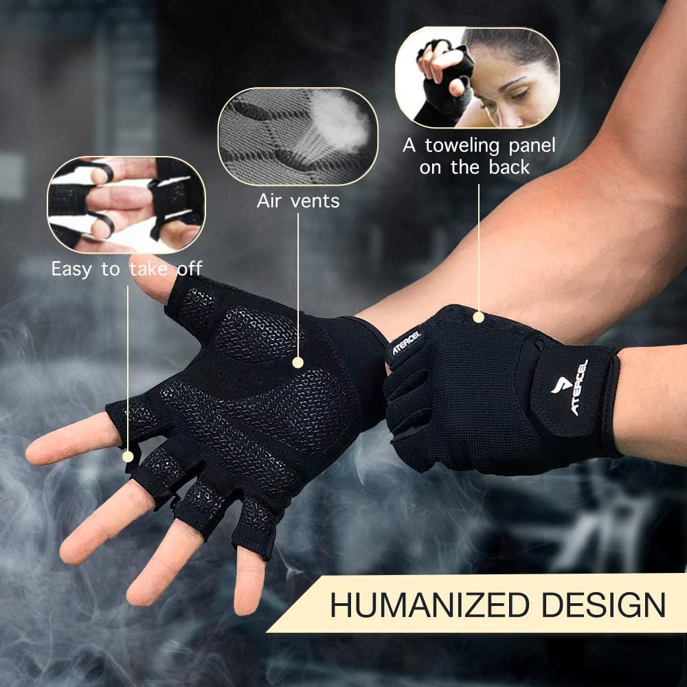 Atercel Workout Gloves, Best Exercise Gloves for Weight Lifting, Cycling, Gym, Training, Breathable & Snug fit, for Men & Women : Sports & Outdoors