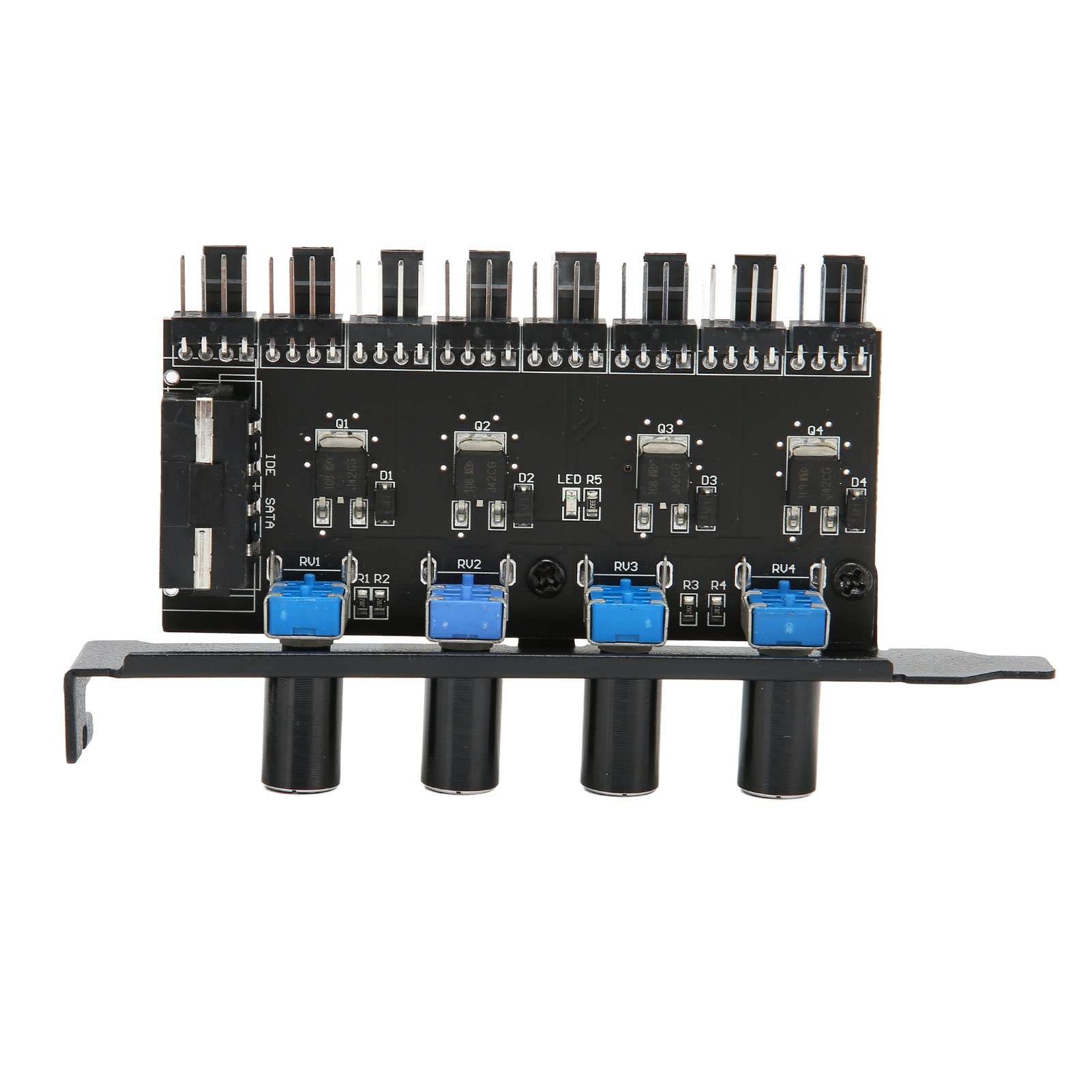 Annadue PC Chassis Fan Hub, PC 8 Channels Fan Hub 4 Knob Cooling Fan Speed Controller for CPU Case HDD VGA PWM Fan, PCI Bracket 0 to 12V Fan Control, IDE Interface