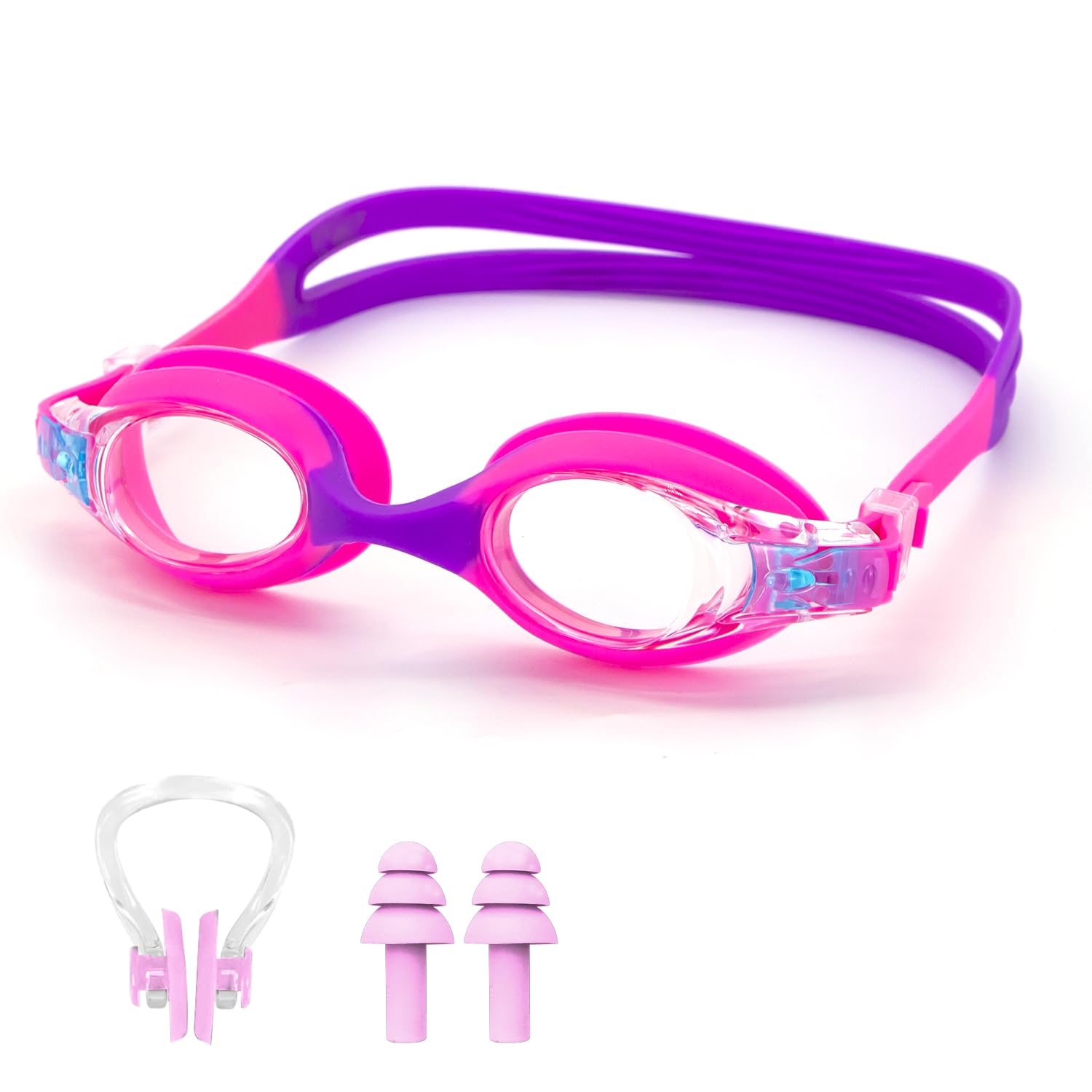 CHEERYMAGIC Kids Swimming Goggles, Swim Goggles for Kids 3-14, Silicone Swimminfg Goggles Anti-Fog Resist Leak Proof Swimming Goggles with Adjustable Straps for Boys Girls A9ETFWYJ (Pink&Purple) — image 1