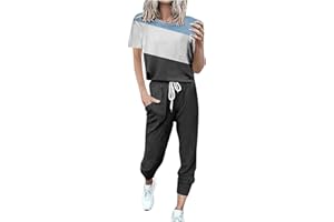 jxsoyen 2 Piece Outfits for Women Crewneck Long Sleeve Tops Long Pants Lounge Sets with Drawstring Tracksuit Jogger Sets